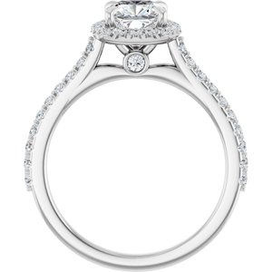 Platinum 6 mm Cushion Forever One™ Moissanite & 1/3 CTW Diamond Engagement Ring